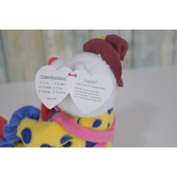 Ty Beanie Baby  JUGGLES the Clown Bear 8" Plush NWT - Picture 8 of 8